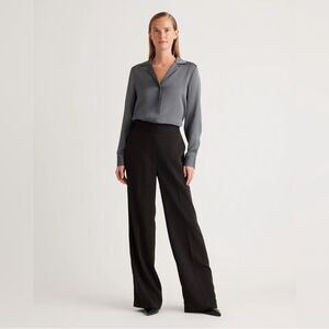 NWT Quince Stretch Crepe Classic Trouser Pants in Black Size 14